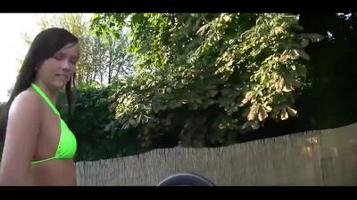 Teen girl from  ass fucking in the garden