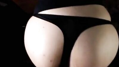Curly haired brunette in glasses takes a creampie
